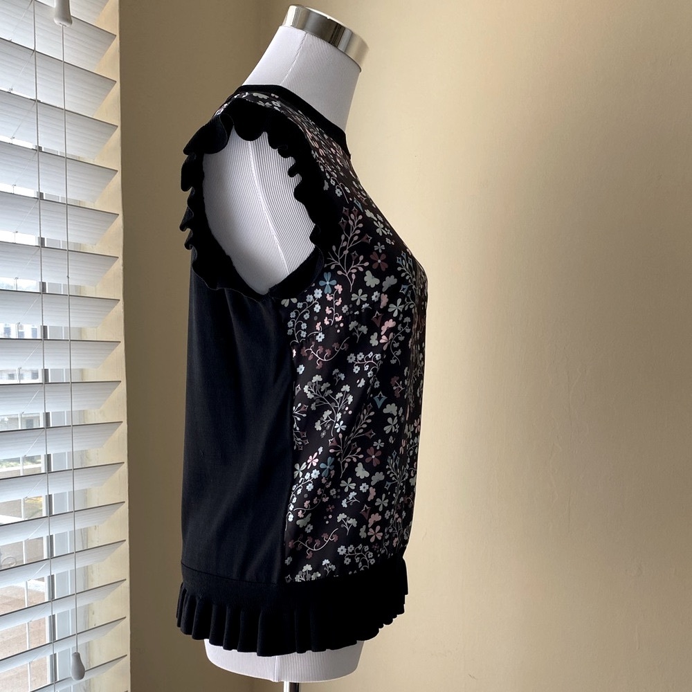 TED BAKER black ruffle and floral blouse